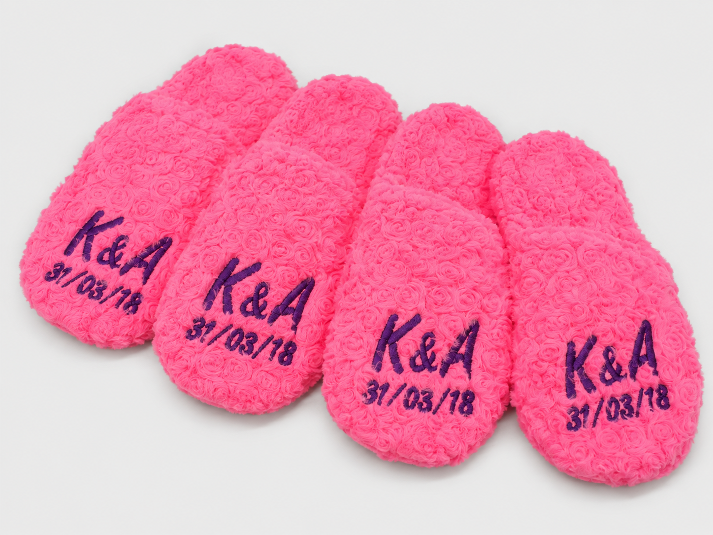 Pantuflas Peluche Rosa con Iniciales